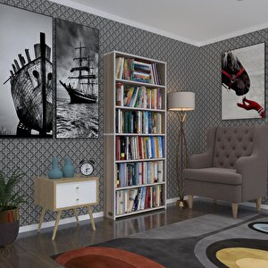 Kitaplık Süper Ga 180*80*19 Crd 6 Katlı Tek Bölme Çift Bölme Opsiyonlu Ofis Mutfak Banyo Dolabı Arkalıksız Beyaz