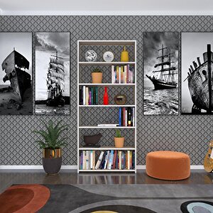 Kitaplık Süper Ga 180*80*19 Crd 6 Katlı Tek Bölme Çift Bölme Opsiyonlu Ofis Mutfak Banyo Dolabı Arkalıksız Beyaz