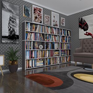 Kitaplık Süper Ga 150*240*19 Gri 5 Katlı 3 Bölme Çift Bölme Opsiyonlu Ofis Mutfak Banyo Dolabı Arkalıksız Beyaz