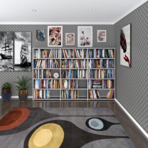 Kitaplık Süper Ga 150*240*19 Gri 5 Katlı 3 Bölme Çift Bölme Opsiyonlu Ofis Mutfak Banyo Dolabı Arkalıksız Beyaz