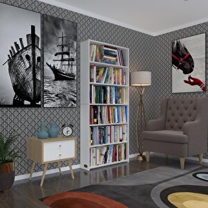 Kitaplık Süper Ga 180*80*19 Byz 6 Katlı Tek Bölme Çift Bölme Opsiyonlu Ofis Mutfak Banyo Dolabı Arkalıksız Beyaz