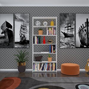 Kitaplık Süper Ga 180*80*19 Byz 6 Katlı Tek Bölme Çift Bölme Opsiyonlu Ofis Mutfak Banyo Dolabı Arkalıksız Beyaz