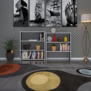 Kitaplık Süper Ga 180*80*19 Gri 6 Katlı Tek Bölme Çift Bölme Opsiyonlu Ofis Mutfak Banyo Dolabı Arkalıksız Beyaz