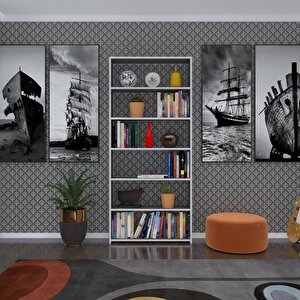 Kitaplık Süper Ga 180*80*19 Gri 6 Katlı Tek Bölme Çift Bölme Opsiyonlu Ofis Mutfak Banyo Dolabı Arkalıksız Beyaz