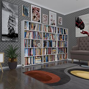 Kitaplık Süper Ga 150*240*19 Byz 5 Katlı 3 Bölme Çift Bölme Opsiyonlu Ofis Mutfak Banyo Dolabı Arkalıksız Beyaz