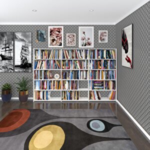 Kitaplık Süper Ga 150*240*19 Byz 5 Katlı 3 Bölme Çift Bölme Opsiyonlu Ofis Mutfak Banyo Dolabı Arkalıksız Beyaz