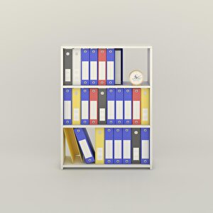 Klasörlük Raflı Ilkutay Byz 105x80x30 Kitaplık Ofis Arkalıksız Beyaz
