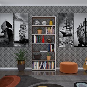 Kitaplık Süper Ga 180*80*19 Cvz 6 Katlı Tek Bölme Çift Bölme Opsiyonlu Ofis Mutfak Banyo Dolabı Arkalıksız Beyaz