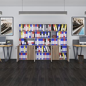 Klasör Dolabı Kilitli Kutalmış Crd 175*240*30 Klasörlük Kitaplık Ofis Arkalıksız Beyaz