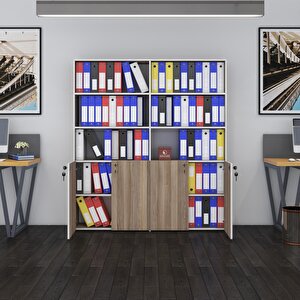 Klasör Dolabı Kilitli Ilgar Crd 175*160*30 Klasörlük Kitaplık Ofis Arkalıksız Beyaz