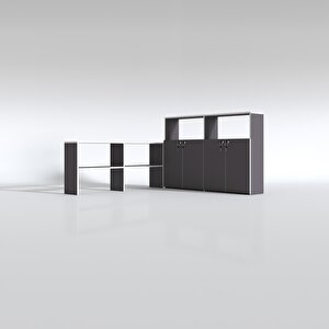 Kenzlife Klasör Dolabı Kilitli Ilgar Gri 175*160*30 Klasörlük Kitaplık Ofis Arkalıksız