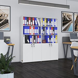 Klasör Dolabı Kilitli Ilgar Byz 175*160*30 Klasörlük Kitaplık Ofis Arkalıksız Beyaz