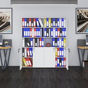 Klasör Dolabı Kilitli Ilgar Byz 175*160*30 Klasörlük Kitaplık Ofis Arkalıksız Beyaz