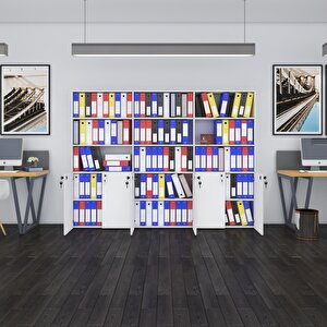 Klasör Dolabı Kilitli Kutalmış Byz 175x40x30 Klasörlük Kitaplık Ofis Arkalıksız Beyaz