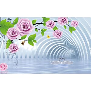 Çiçek Temalı 3d Dekoratif Tekstil Kumaş Duvar Kağıdı 240x150 cm