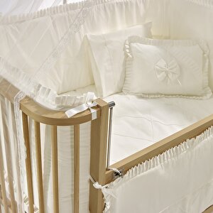 Bambino Sallanır Ahşap Anne Yanı Beşik 70x110 cm (naturel-ekru)