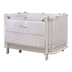 Bambino Büyüyen Beşik 80x130 Cm Karyola 80x180 Cm (beyaz-pembe) Beyaz-Pembe
