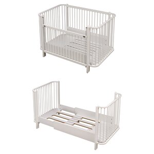 Bambino Büyüyen Beşik 80x130 Cm Karyola 80x180 Cm (beyaz-pembe)