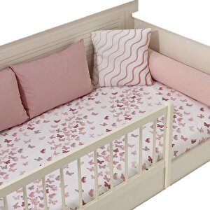 Kelebek Montessori Uyku Seti Yatak Örtüsü 100x200 Cm Açık Pembe