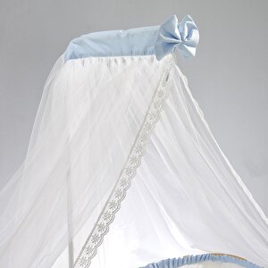 Bambino Sallanır Ahşap Anne Yanı Beşik 70x110 cm (naturel-mavi)