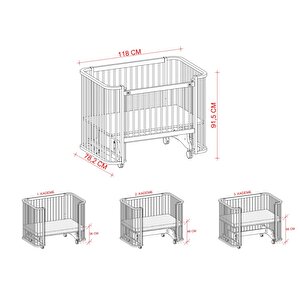 Bambino Sallanır Ahşap Anne Yanı Beşik 70x110 cm (naturel-mavi)