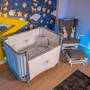 Bambino Büyüyen Beşik 80x130 Cm Karyola 80x180 Cm (gri-kuzu) Gri