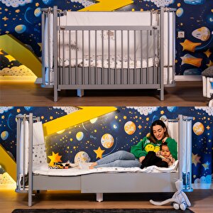 Bambino Büyüyen Beşik 80x130 Cm Karyola 80x180 Cm (gri-kuzu)