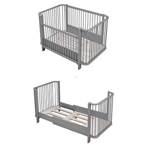 Bambino Büyüyen Beşik 80x130 Cm Karyola 80x180 Cm (gri-pembe)
