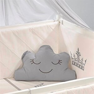 Motto Gri Nakışlı Pamuklu Bebek Uyku Seti - 60x120 Cm