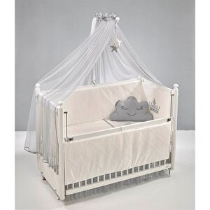Motto Gri Nakışlı Pamuklu Bebek Uyku Seti - 60x120 Cm