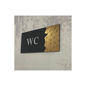 Dekoratif Aynalı Kapı Tabelası Pleksi- Wc Tabelası Gold