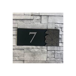 Modern Yazılı Dekoratif Aynalı Füme Kapı Numarası - 7
