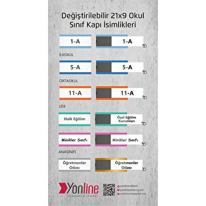 10'lu Değiştirilebilir 21 X 9 Okul Sınıf Kapı İsimliği