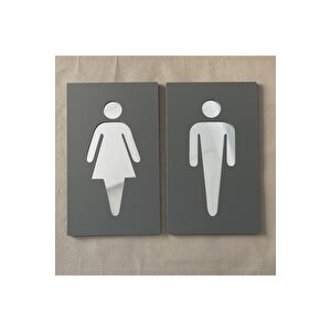 Large Boy Mat Antrasit Wc Yönlendirme Levhası