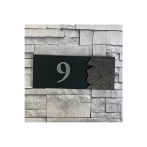 Modern Yazılı Dekoratif Aynalı Füme Kapı Numarası - 9