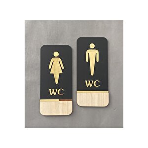 Meşe Serisi Siyah Mat Gold Kabartmalı Wc Set