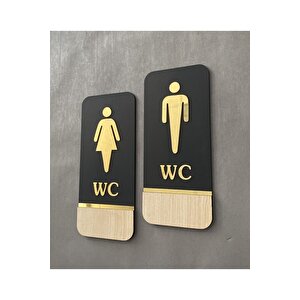 Meşe Serisi Siyah Mat Gold Kabartmalı Wc Set