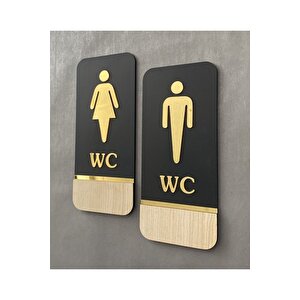 Meşe Serisi Siyah Mat Gold Kabartmalı Wc Set
