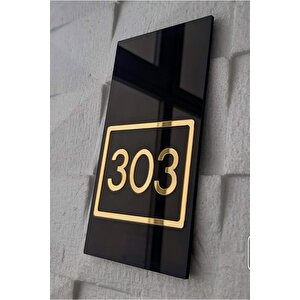 Glossy Black Serisi Full Frame Kapı Numarası -303