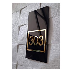 Glossy Black Serisi Full Frame Kapı Numarası -303
