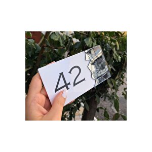 Füme Aynalı Beyaz Kapı Numarası - 42