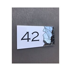 Füme Aynalı Beyaz Kapı Numarası