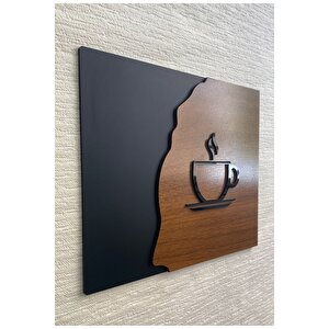 Luxury Black Wooden Serisi Çay Kahve Tabelası