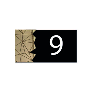Dekoratif Aynalı Modern Kapı Numarası - Gold 9