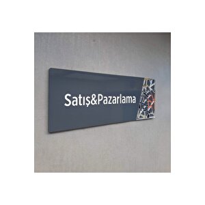 Antrasit Silver Pattern Seri (satiş Pazarlama) Ofis Kapı Isimliği Yönlendirme Tabelası