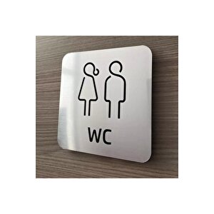 Metal Görünümlü Modern Wc Yönlendirme Levhası