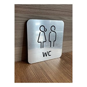 Metal Görünümlü Modern Wc Yönlendirme Levhası