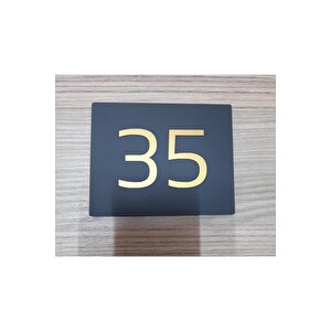 Şık Tasarımlı Kapı Ve Birim Numarası - Gold 12x10cm