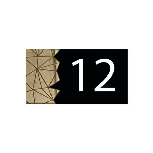 Dekoratif Aynalı Modern Kapı Numarası - Gold 12