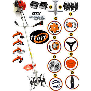 Lwertey 4x4 Magnatec Motor 11 İN 1 Full Aparat Hediyeli 20 HPX Yan Tırpan Benzinli Motorlu Ot Çalı Çim Biçme Makinası